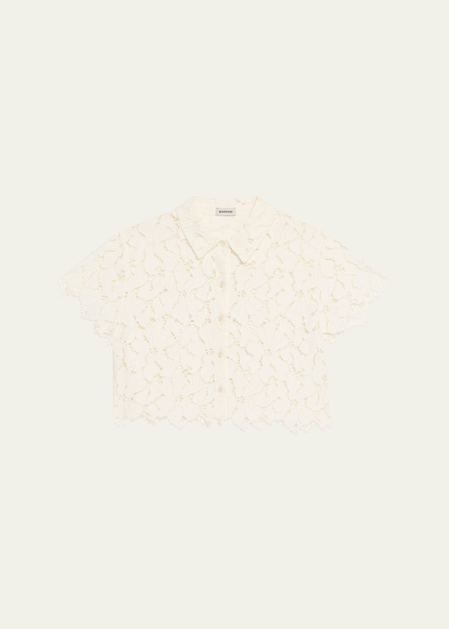 Marjorie Short-Sleeve Lace Camp Shirt - 1