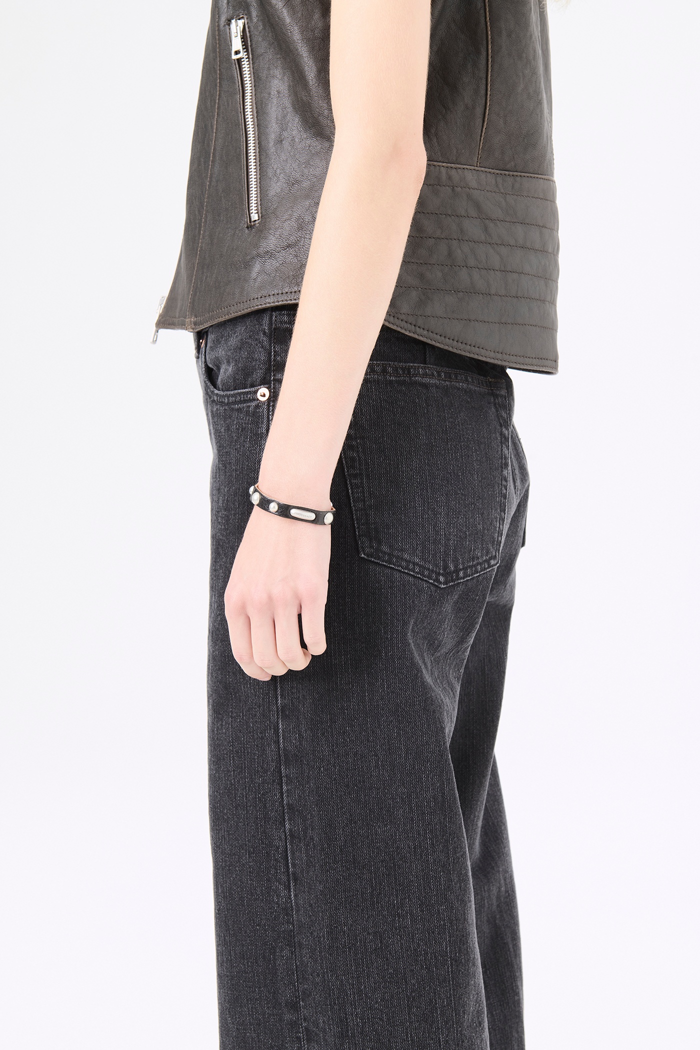 Super Slim Bracelet Deep Black Leather - 4