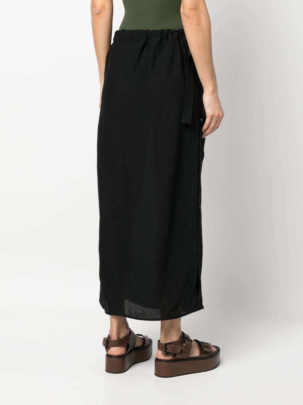 side-button drawstring midi skirt - 4