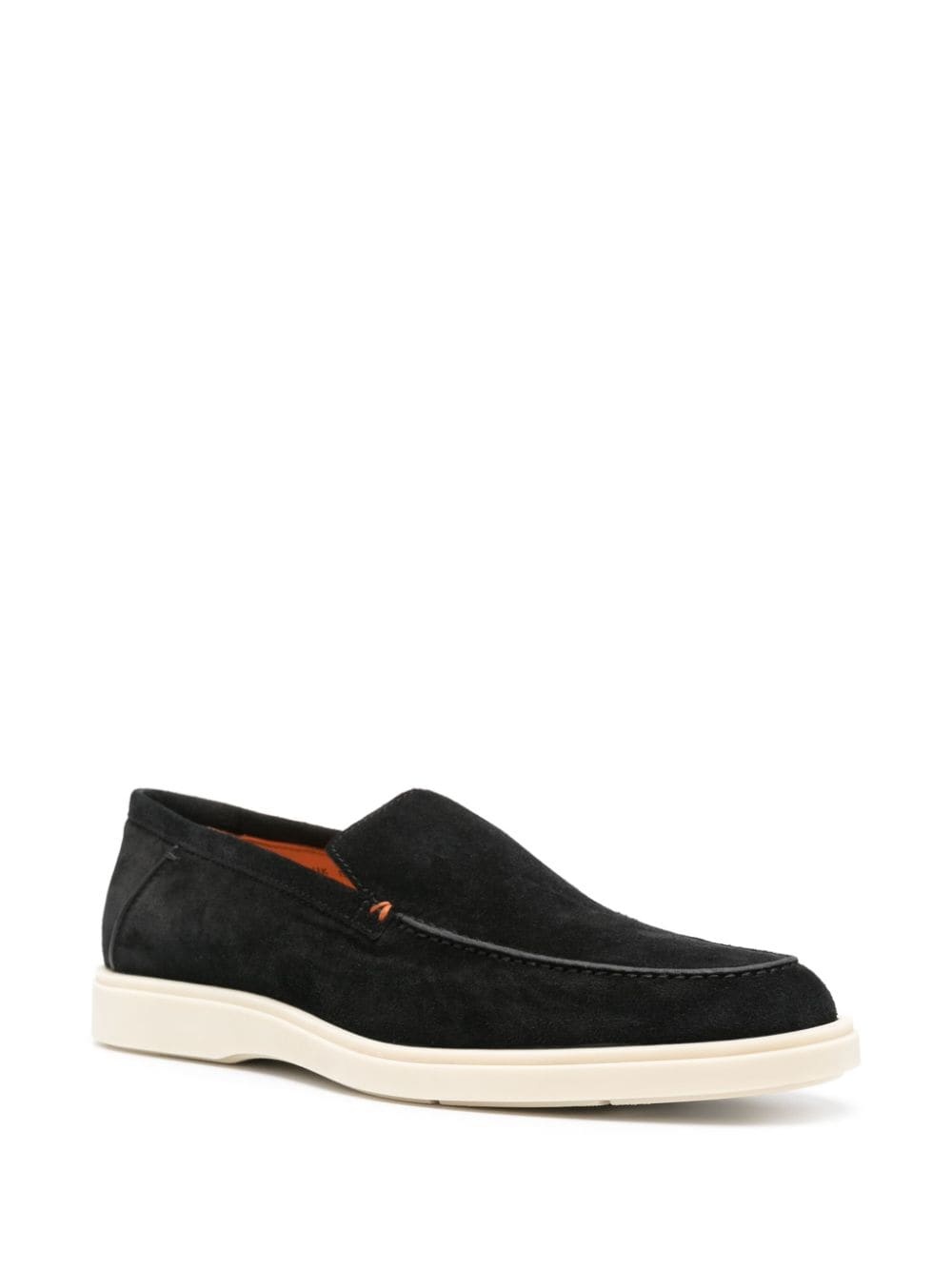 contrast-stitching suede loafers - 2