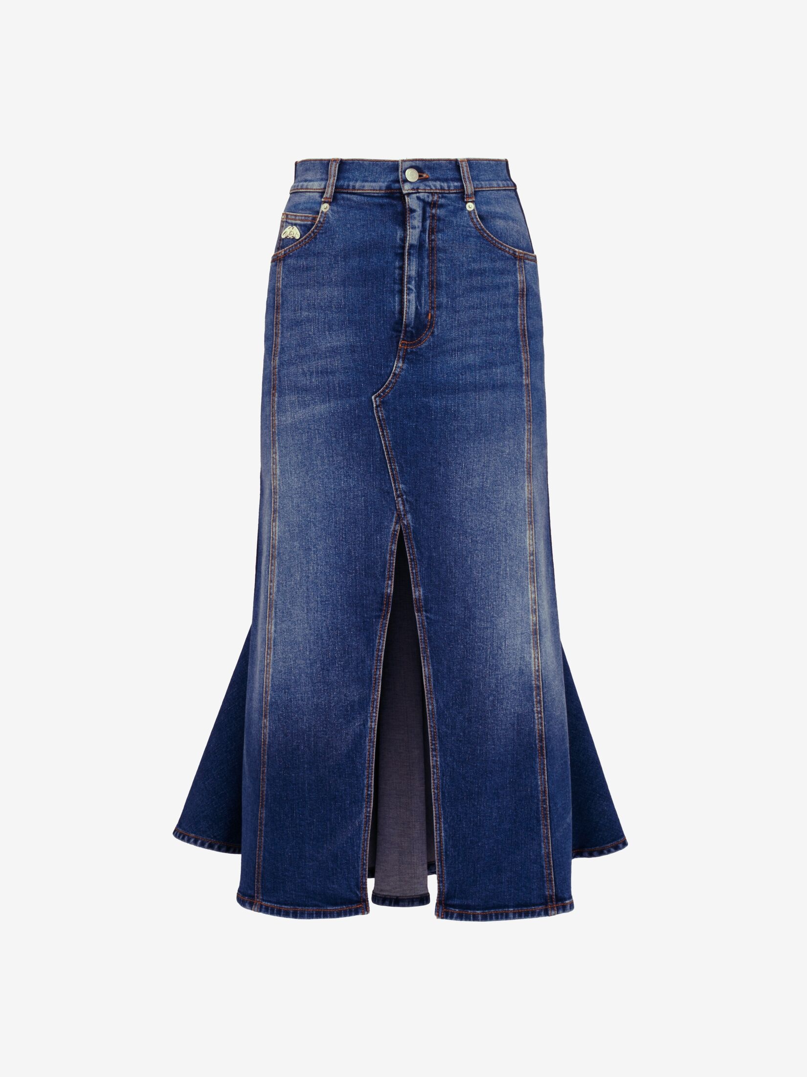 Women's Kickback Denim Skirt in Washed Blue - 1