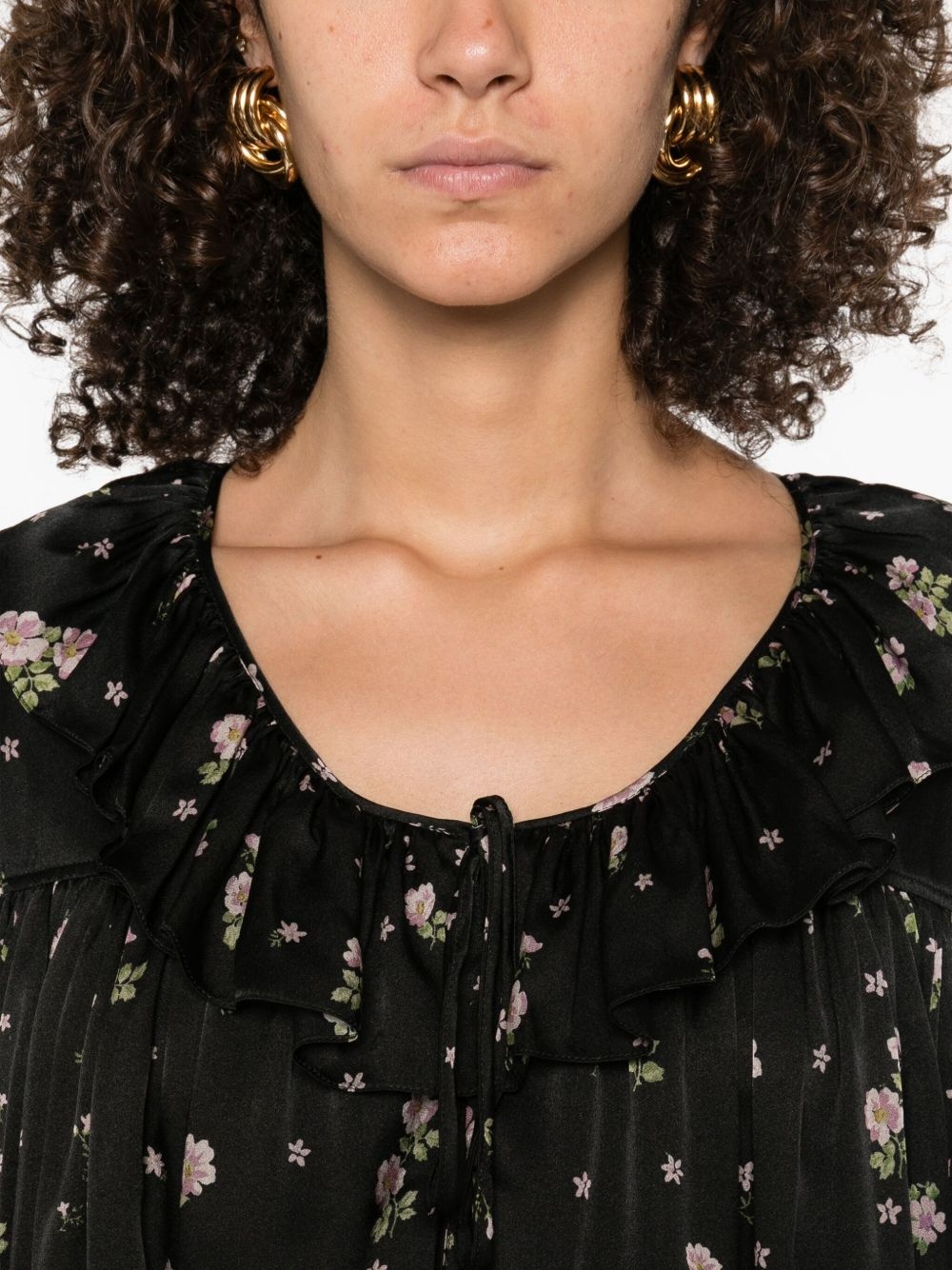 floral ruffled mini dress - 5
