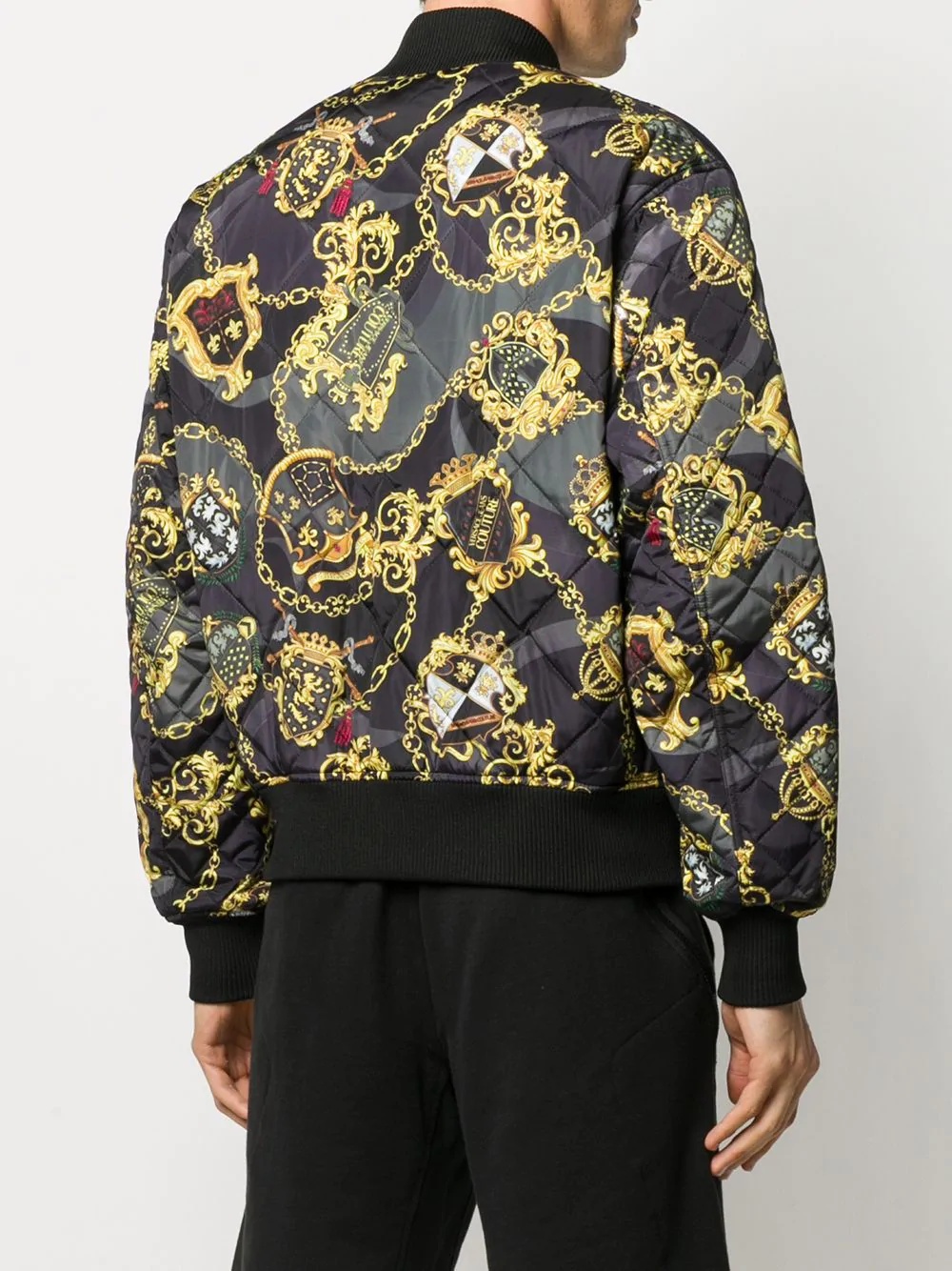 Barocco crest print bomber jacket - 4