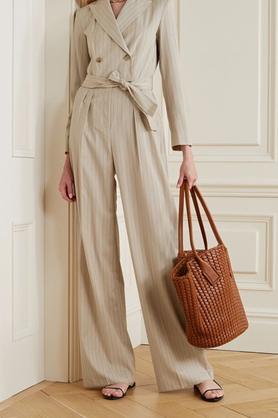 Max Mara Diana double-breasted belted pinstriped wool-twill jumpsuit outlook