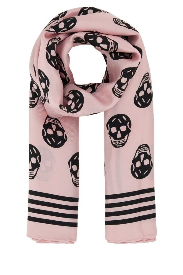 Alexander Mcqueen Woman Pink Silk Biker Foulard - 1