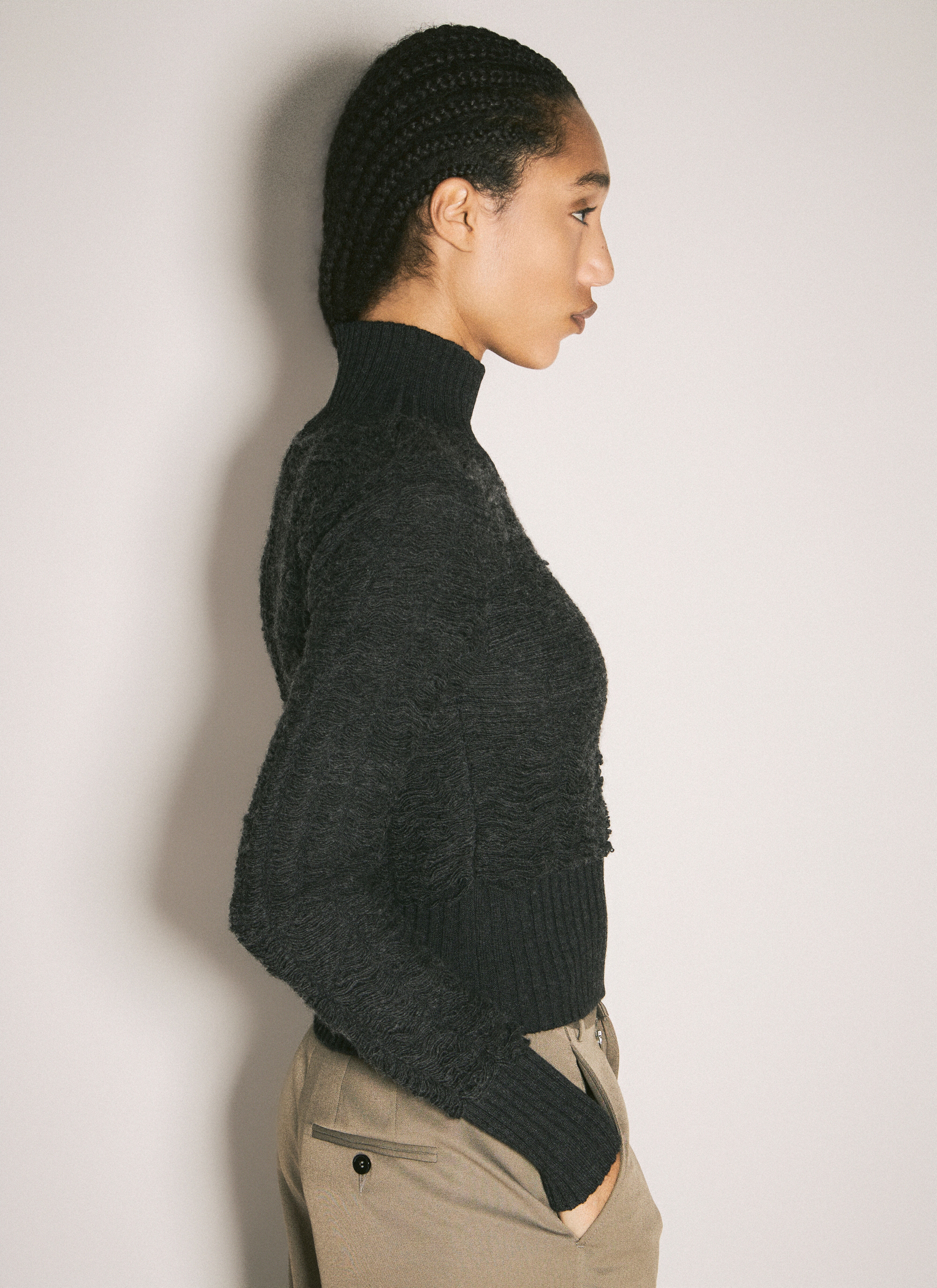 Cropped Turtleneck Sweater - 4