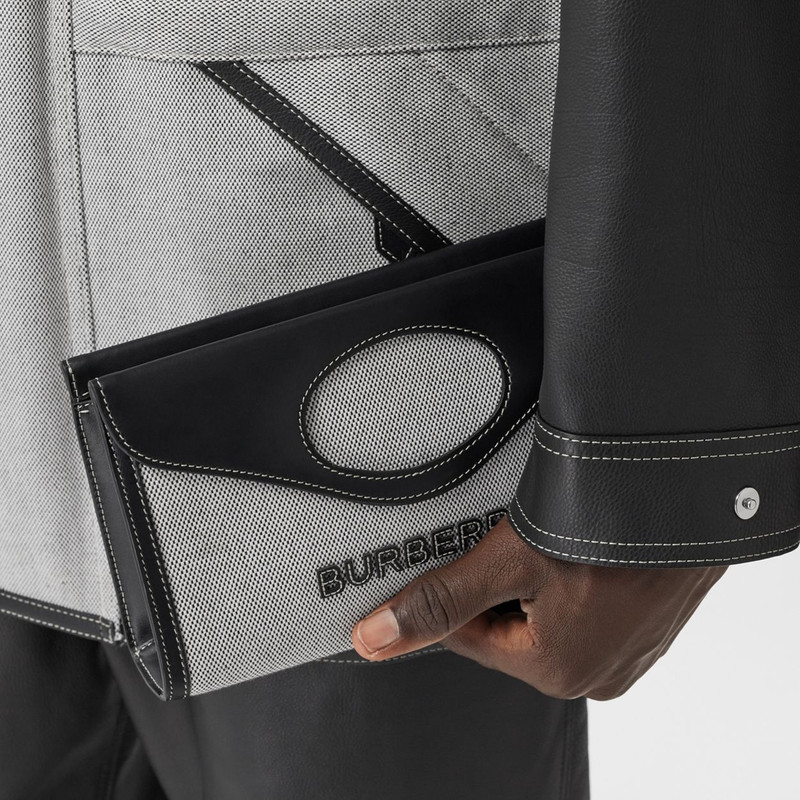 Canvas and Leather Foldover Pocket Bag 4