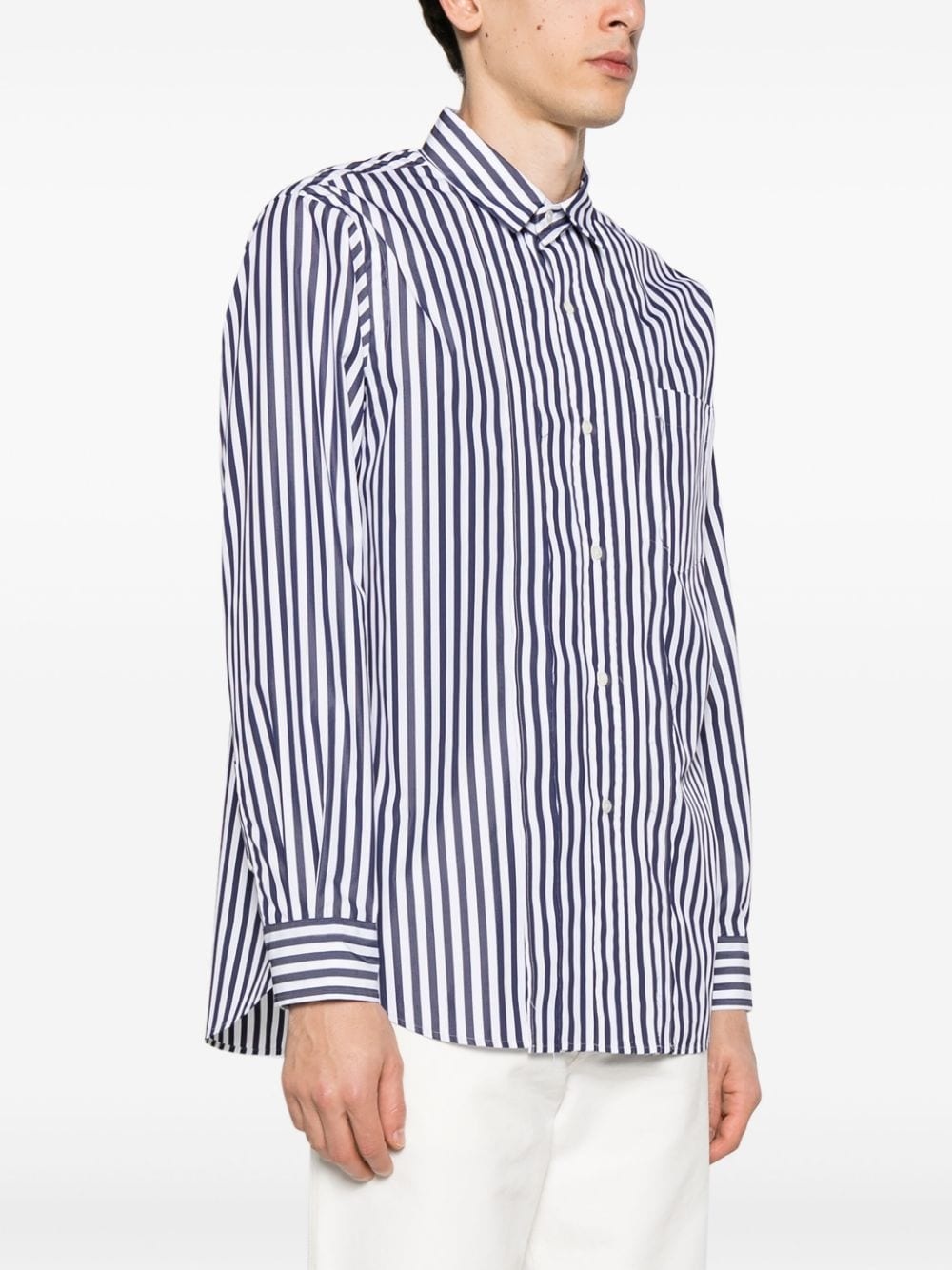 pintuck-detailing striped shirt - 3