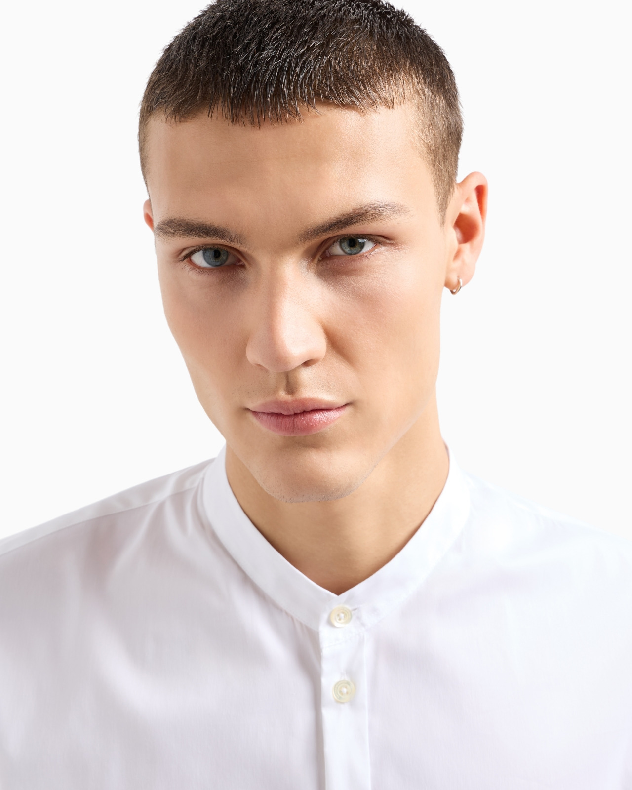 STRETCH SATIN SHIRT WITH GURU COLLAR - 5