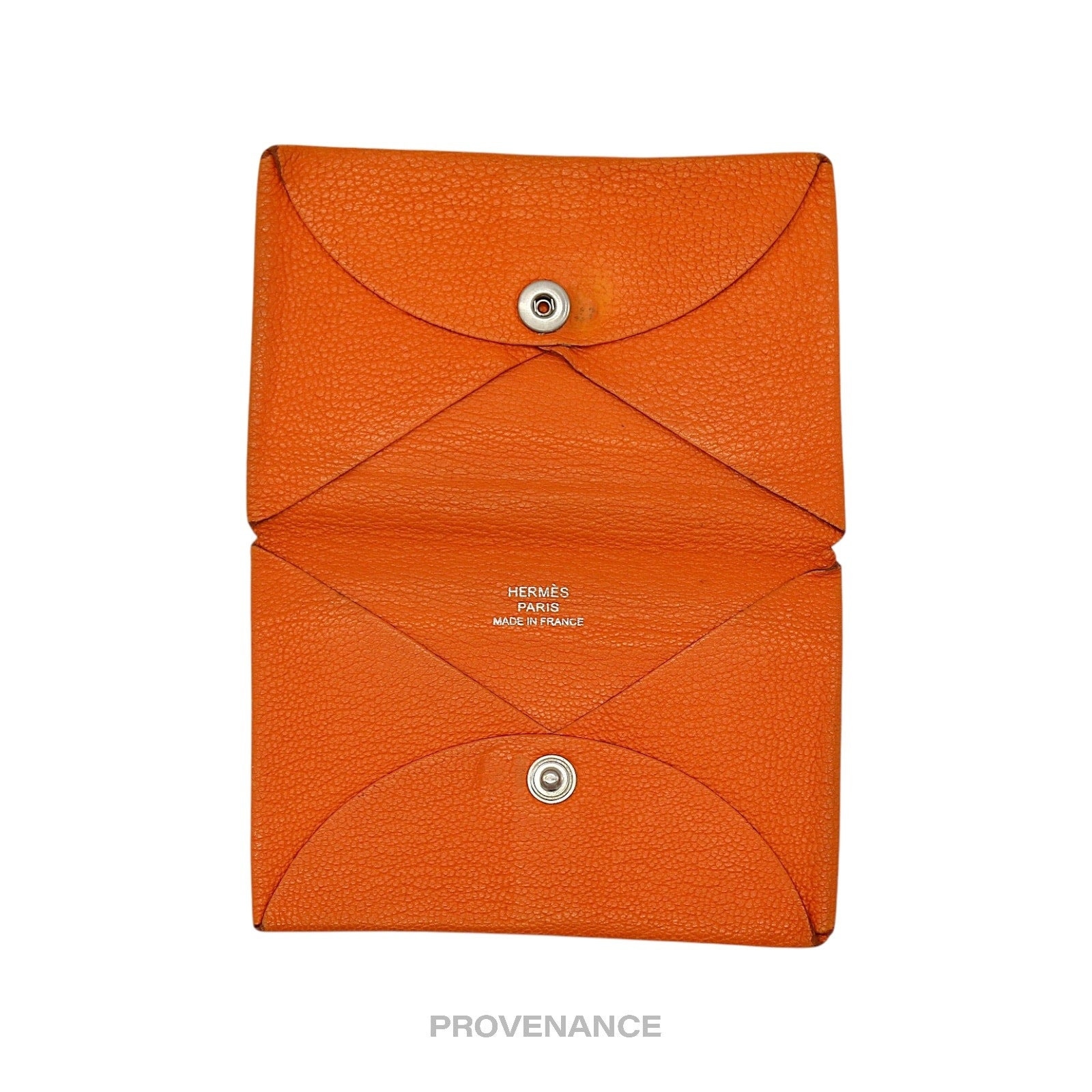 Hermès Calvi Card Wallet - Orange Chevre Mysore Leather - 6