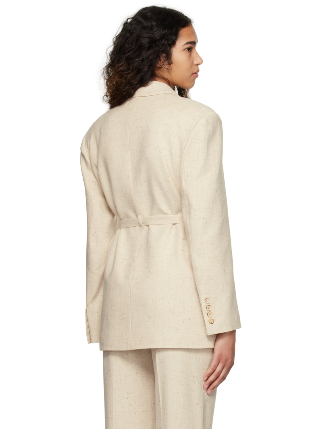 Beige Taranto Oversized Blazer - 3