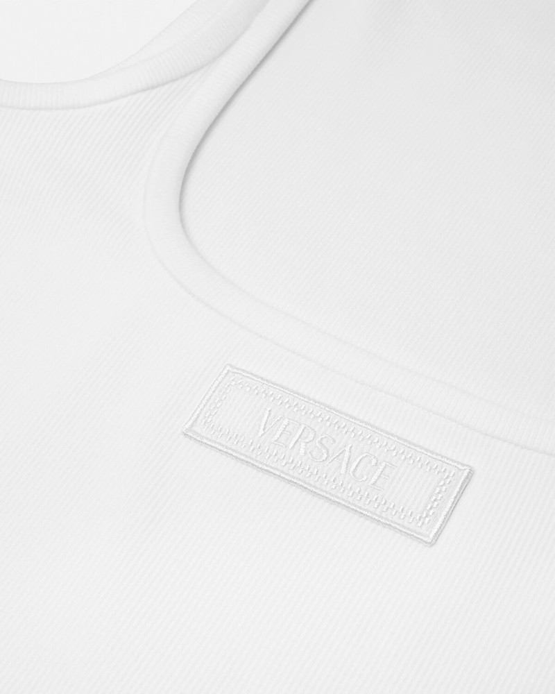 VERSACE 90s Vintage Logo Ribbed Tank Top outlook