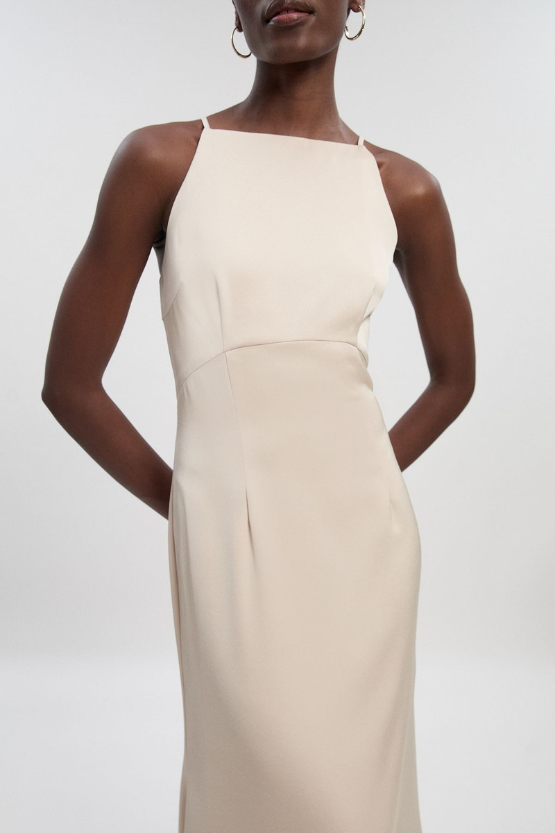 Satin Back Crepe Column Woven Maxi Dress 3