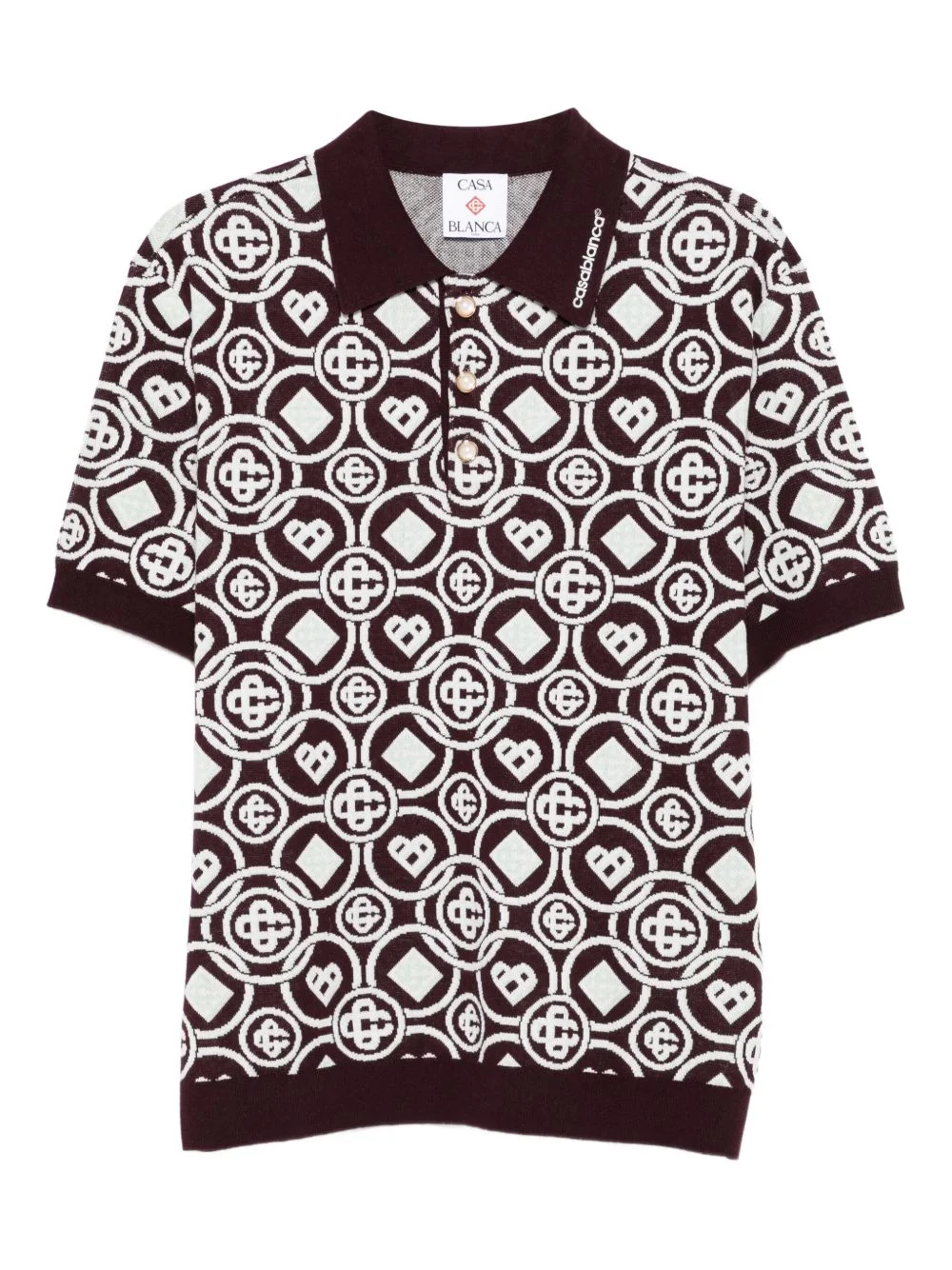 monogram pattern polo shirt - 1
