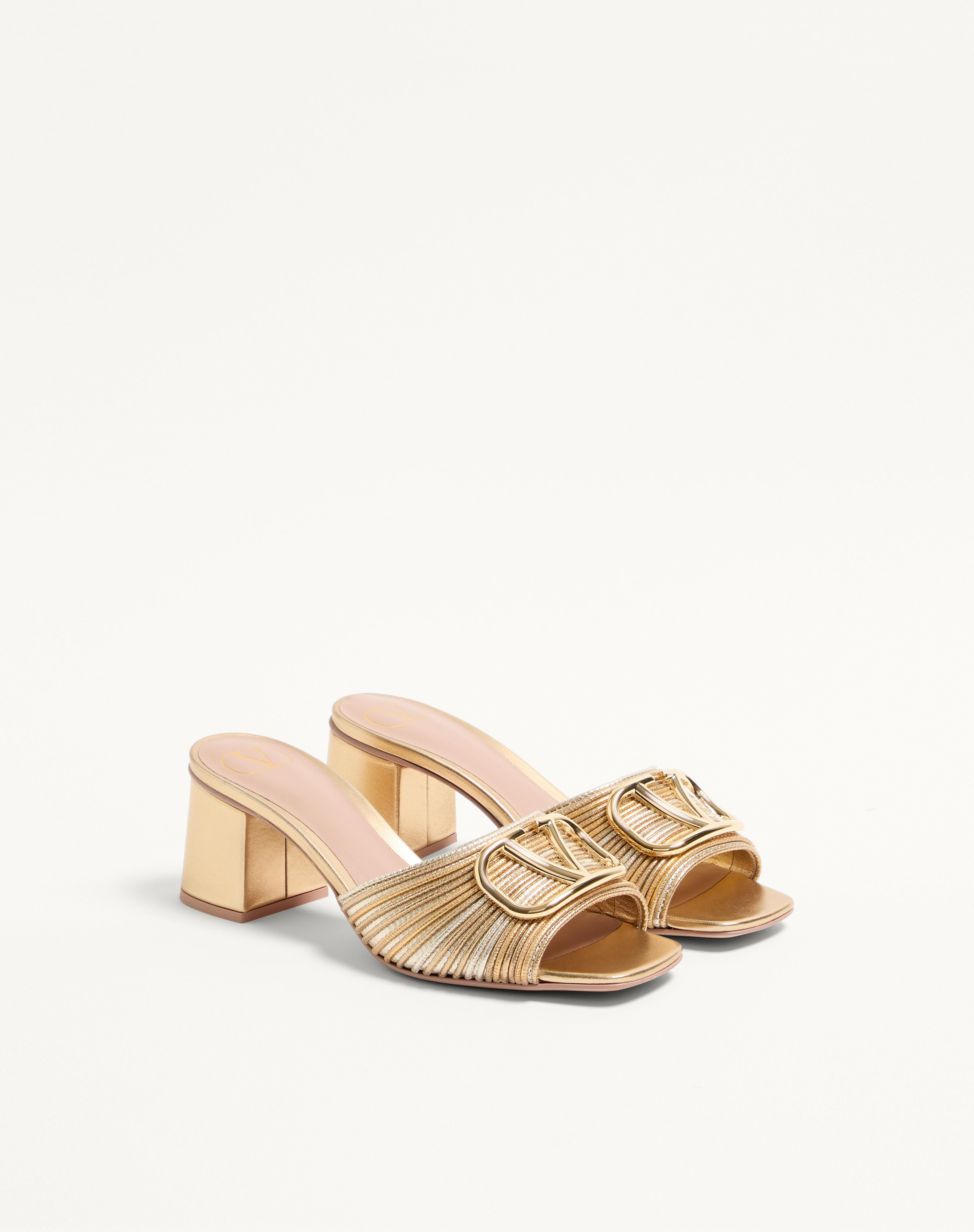 METALLIC VLOGO SIGNATURE SLIDE SANDAL WITH CORNELY EMBROIDERY 60MM - 3