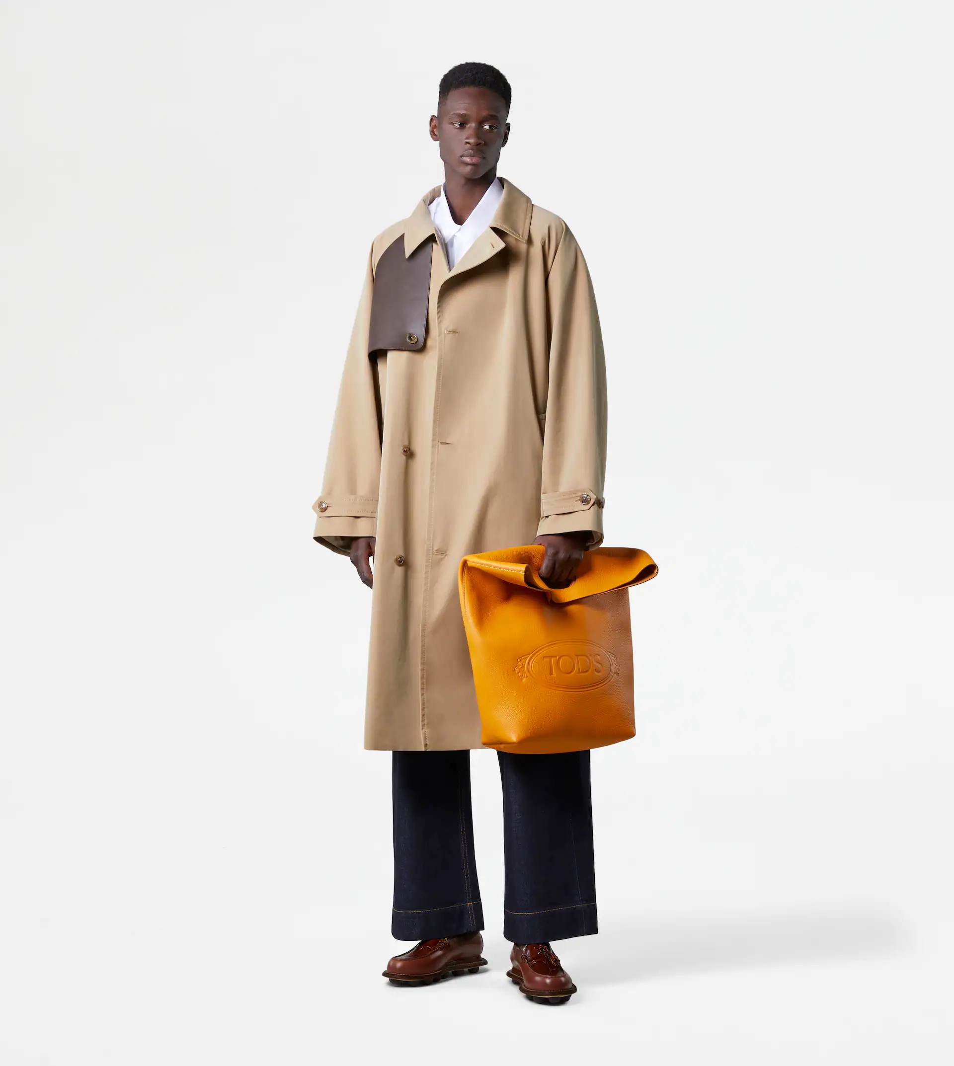 TRENCH COAT WITH LEATHER INSERTS - BEIGE - 2