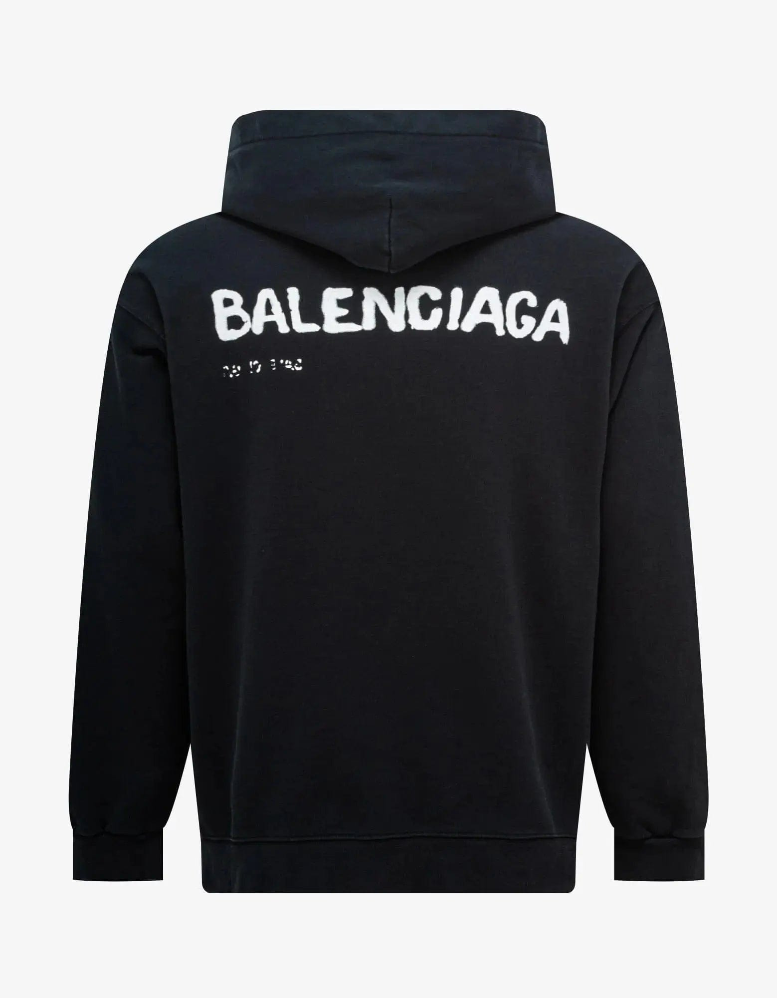 Balenciaga Black Hand Drawn Logo Medium Hoodie - 2
