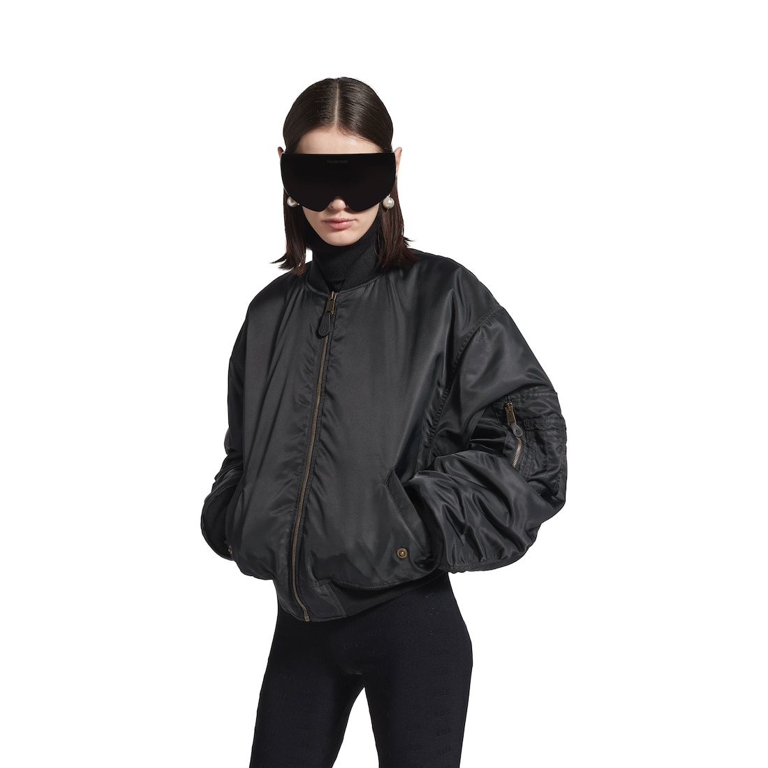 Women's Standard Bomber Jacket in Black - 5