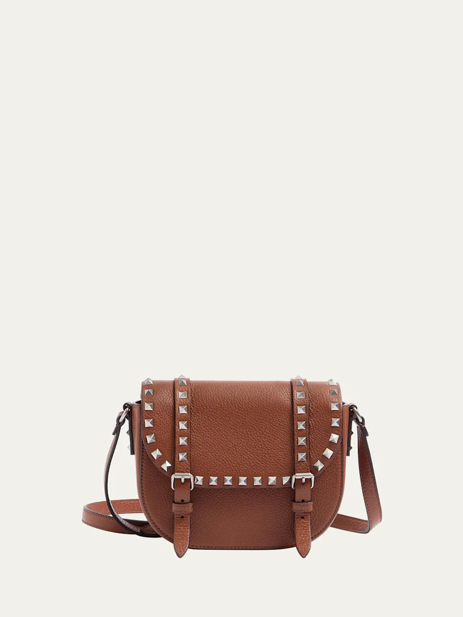 Men's Rockstud Small Leather Messenger Bag - 1