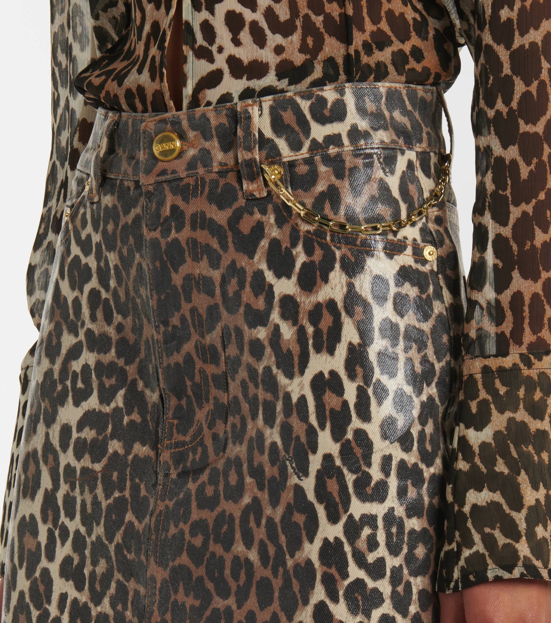 Leopard-print denim skirt - 4