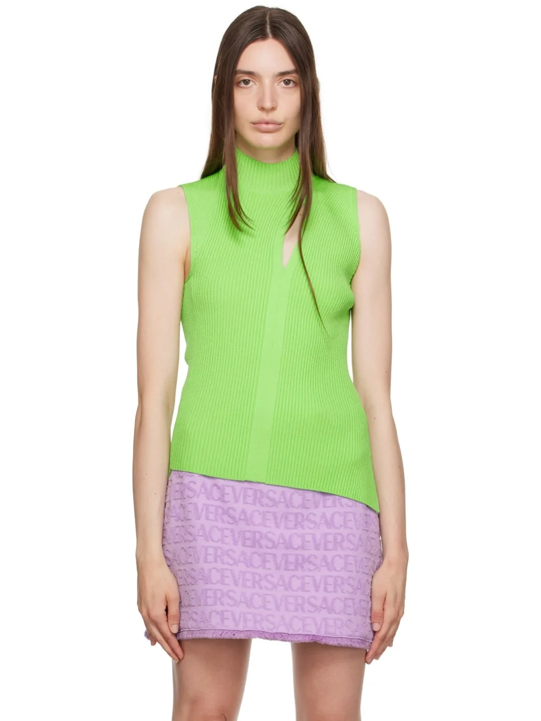 Green Slashed Turtleneck - 1