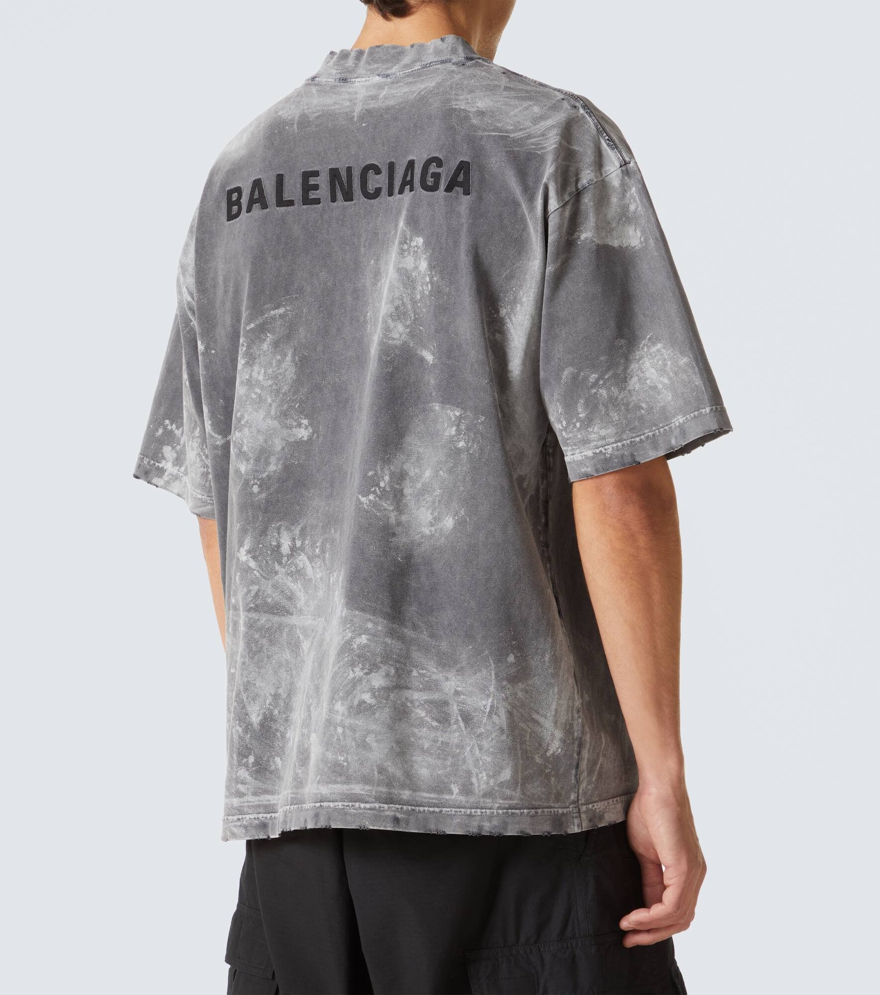Distressed cotton-blend jersey T-shirt - 4