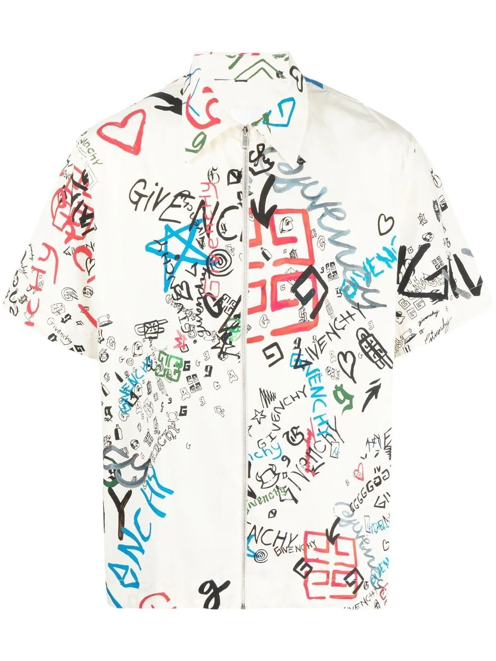 graffiti-print zip-front shirt - 1