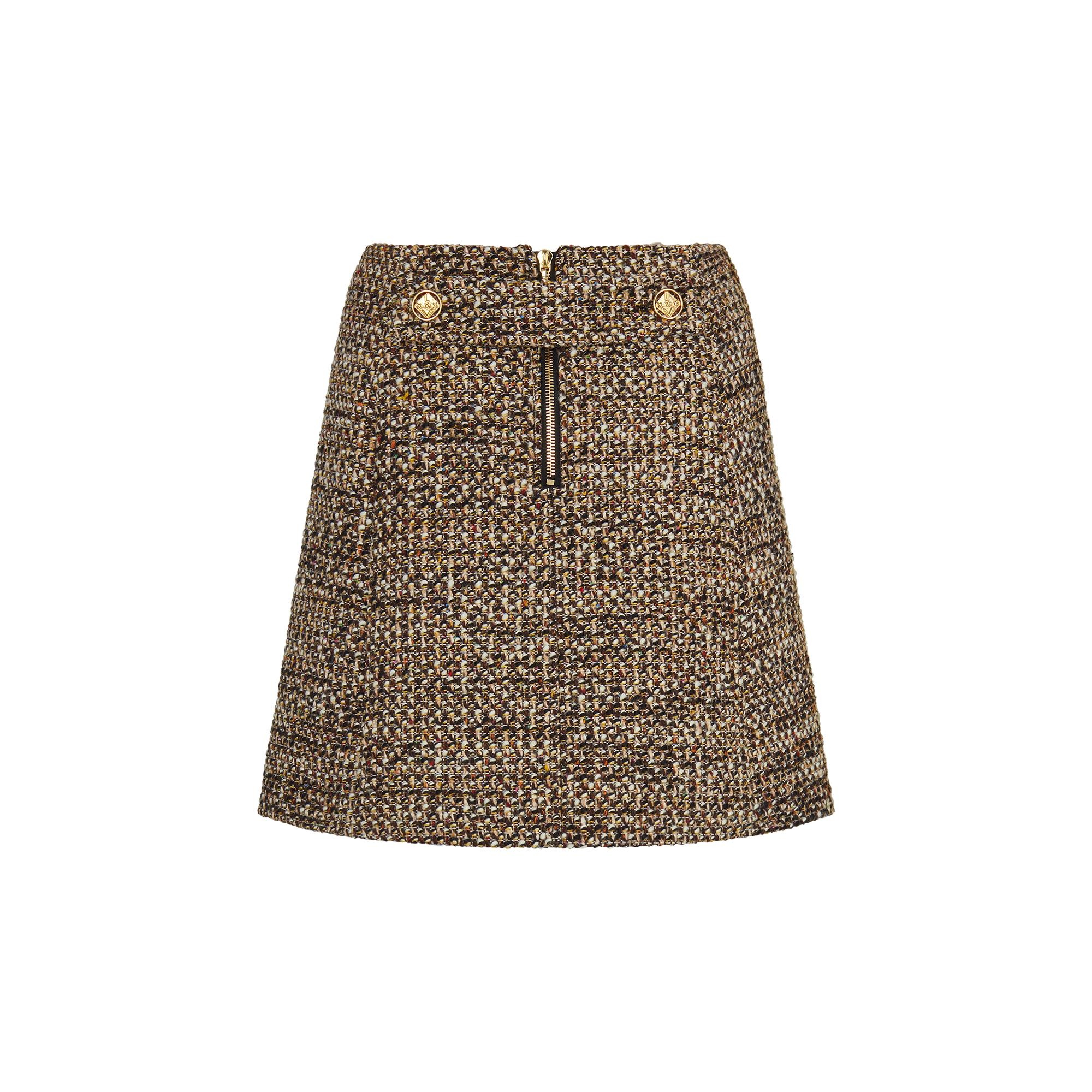 A-Line Mini-Skirt In Camel Natte Tweed - 3