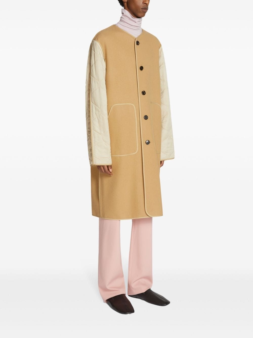 unlined collarless coat - 3