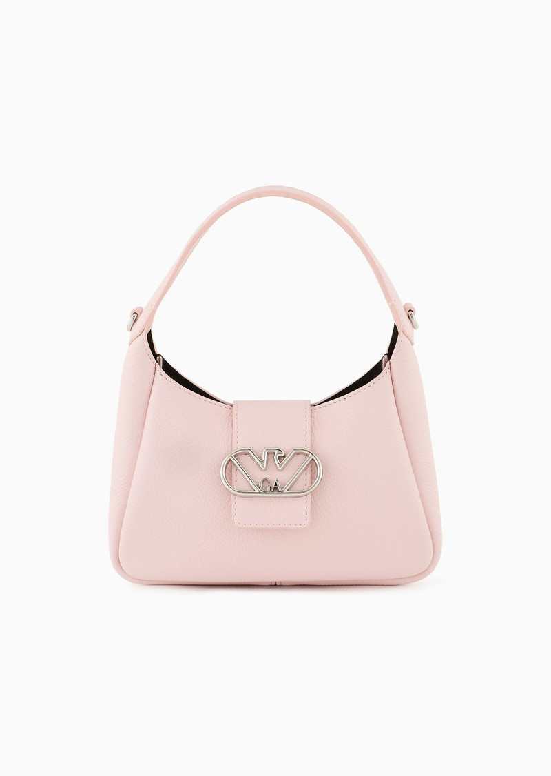 Leather hobo handbag with eagle buckle 1