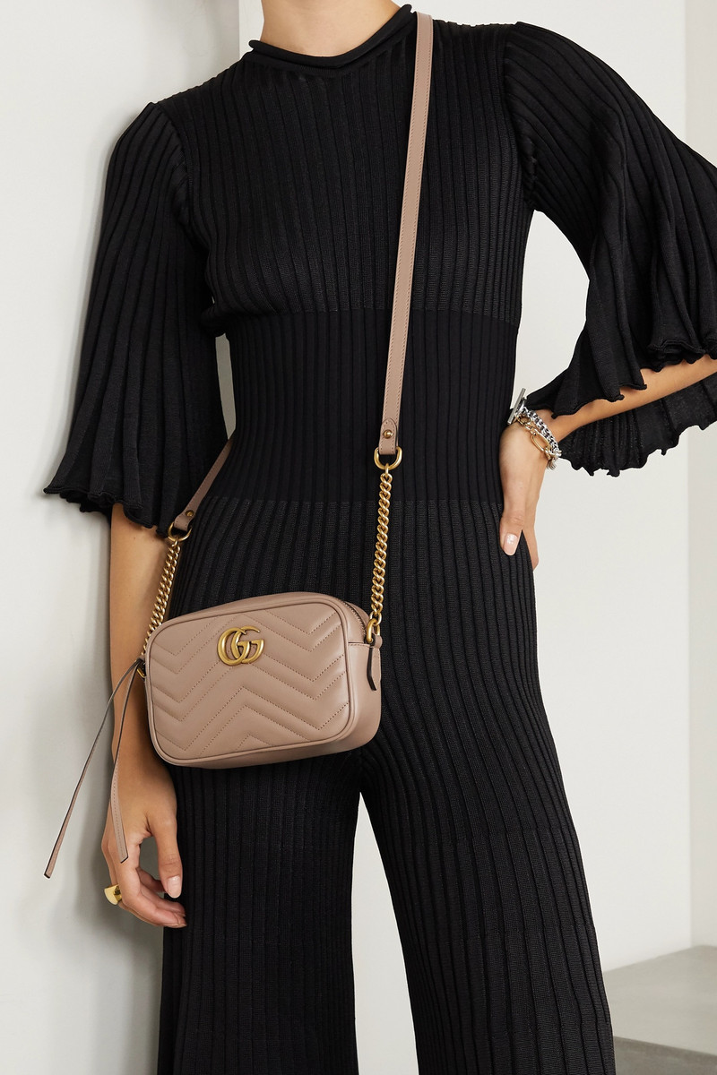GUCCI GG Marmont Camera mini quilted leather shoulder bag Antique rose outlook