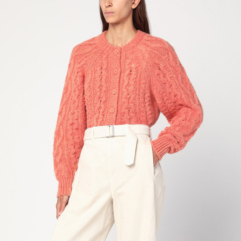 ISABEL MARANT Étoile Rust pink Yara openwork knit cardigan - 1