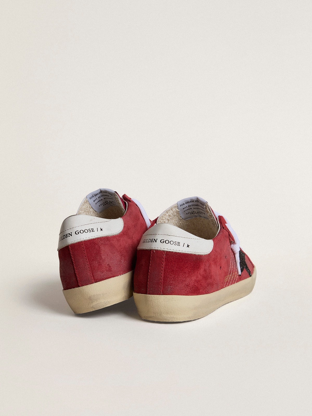 Women’s Super-Star in red suede with glitter star and white heel tab - 4