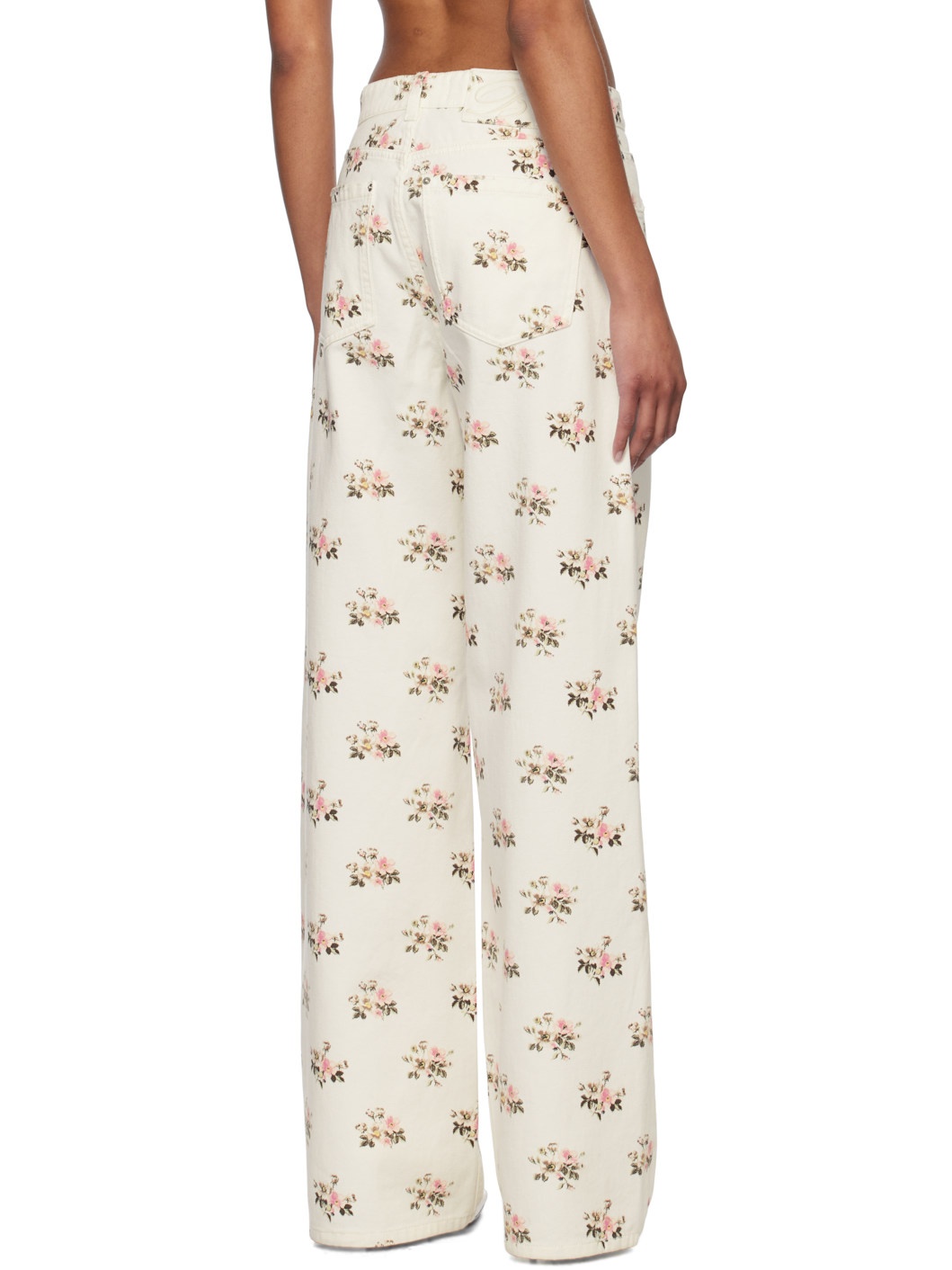 White & Pink Printed Boyfriend Jeans - 3