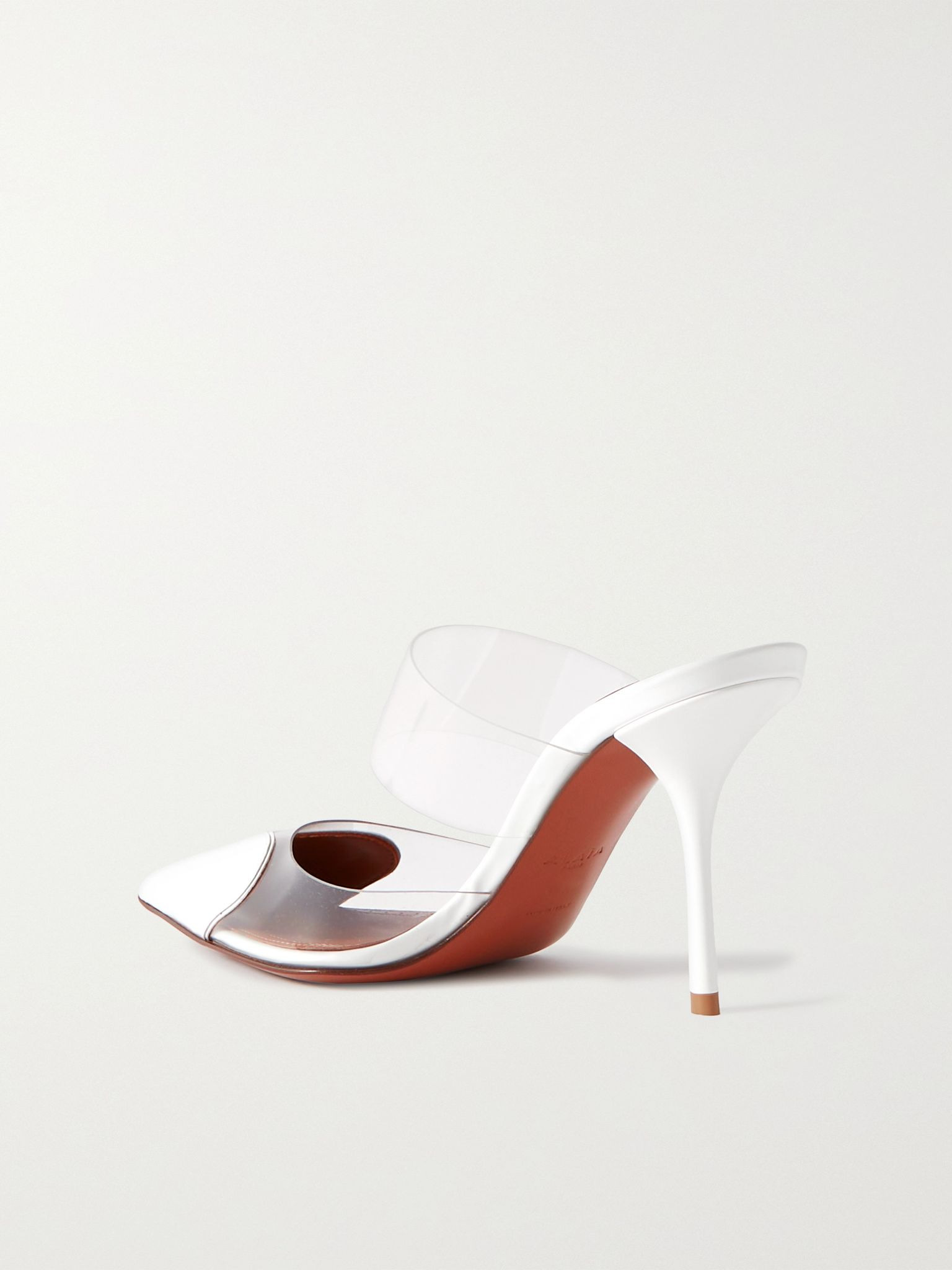 Le Cœur 90 PU and patent-leather point-toe mules White - 3