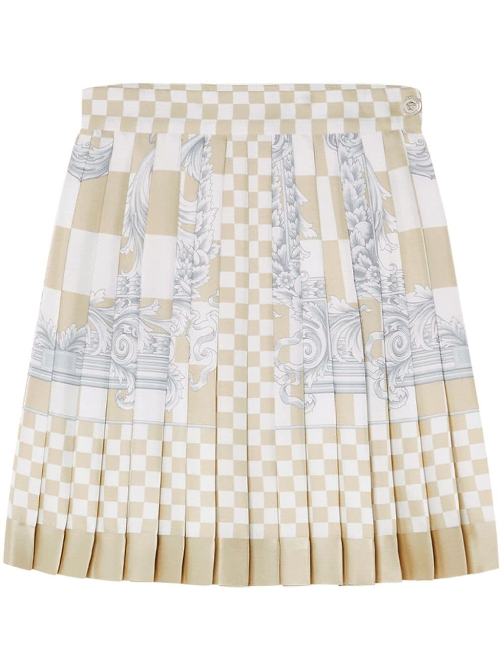 Barocco checkerboard-print silk miniskirt - 1