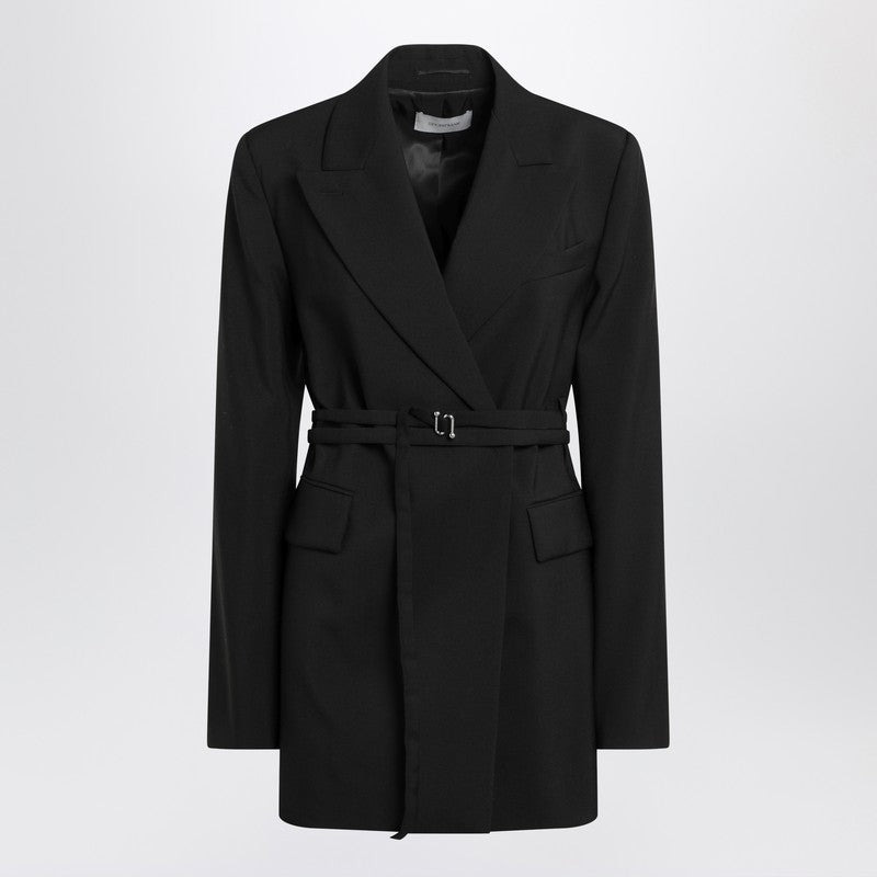 Sportmax Long Double-Breasted Black Jacket With Belt Women - 1