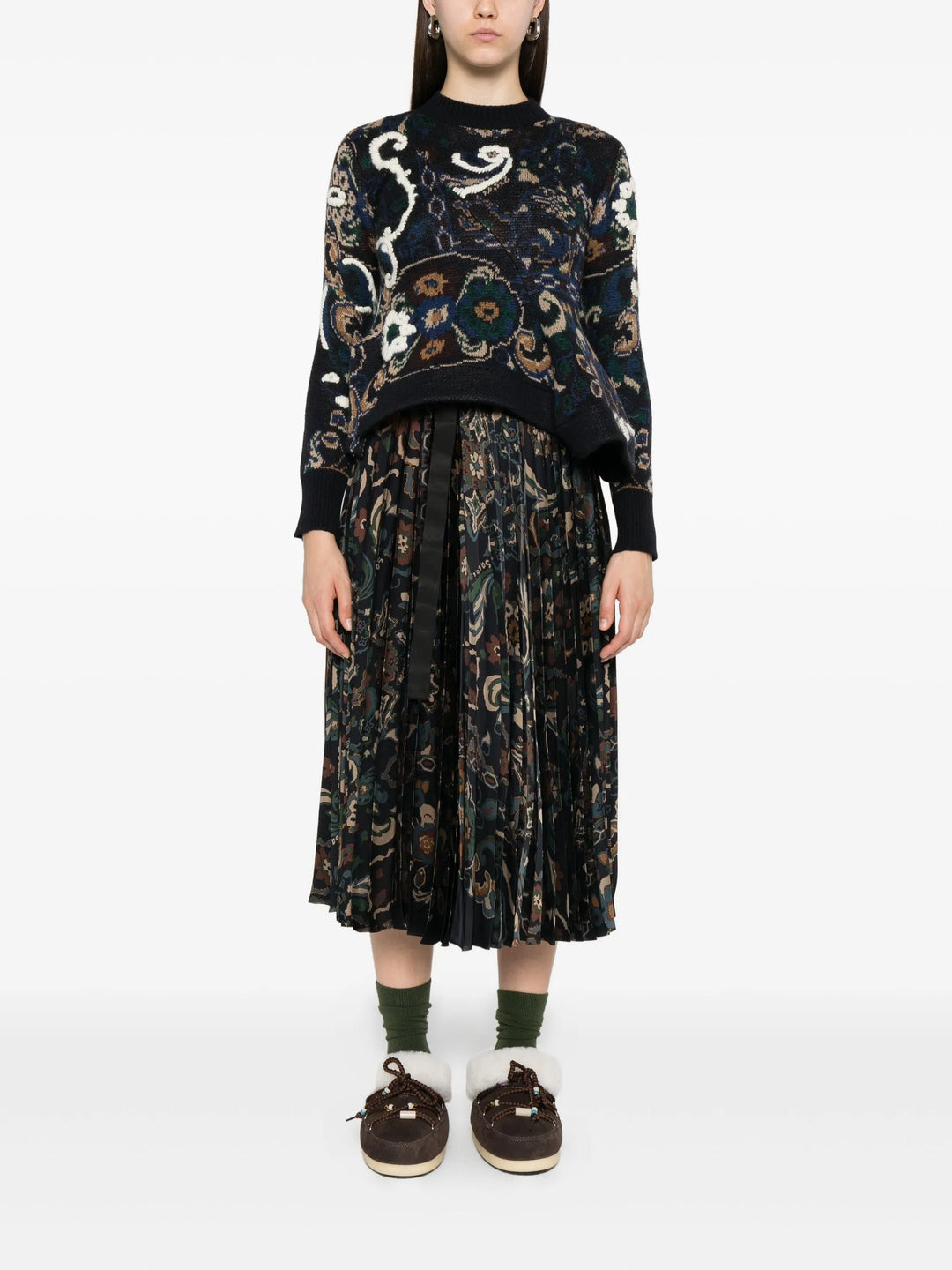 Floral Jacquard Knit Pullover - 2