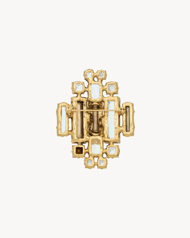 SAINT LAURENT CRYSTAL MEDALLION BROOCH IN METAL outlook