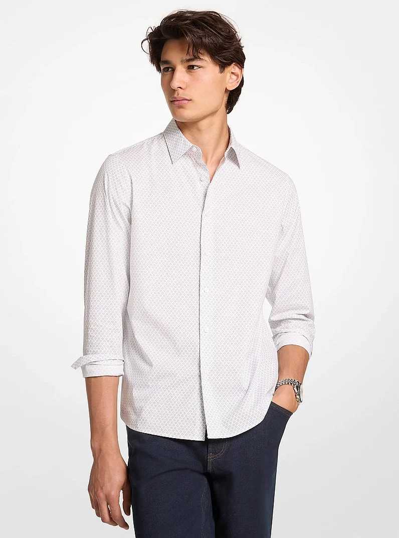 Printed Stretch Cotton Shirt - 1