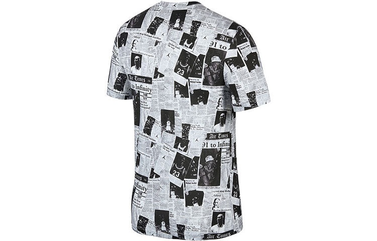 Air Jordan Rivals Full Print Sports Round Neck Short Sleeve Gray CD5849-100 - 2