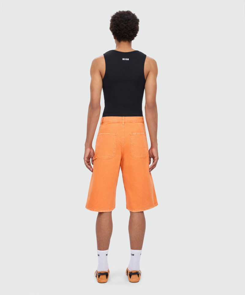 Orange cotton canvas Bermuda shorts with enzyme wash 3