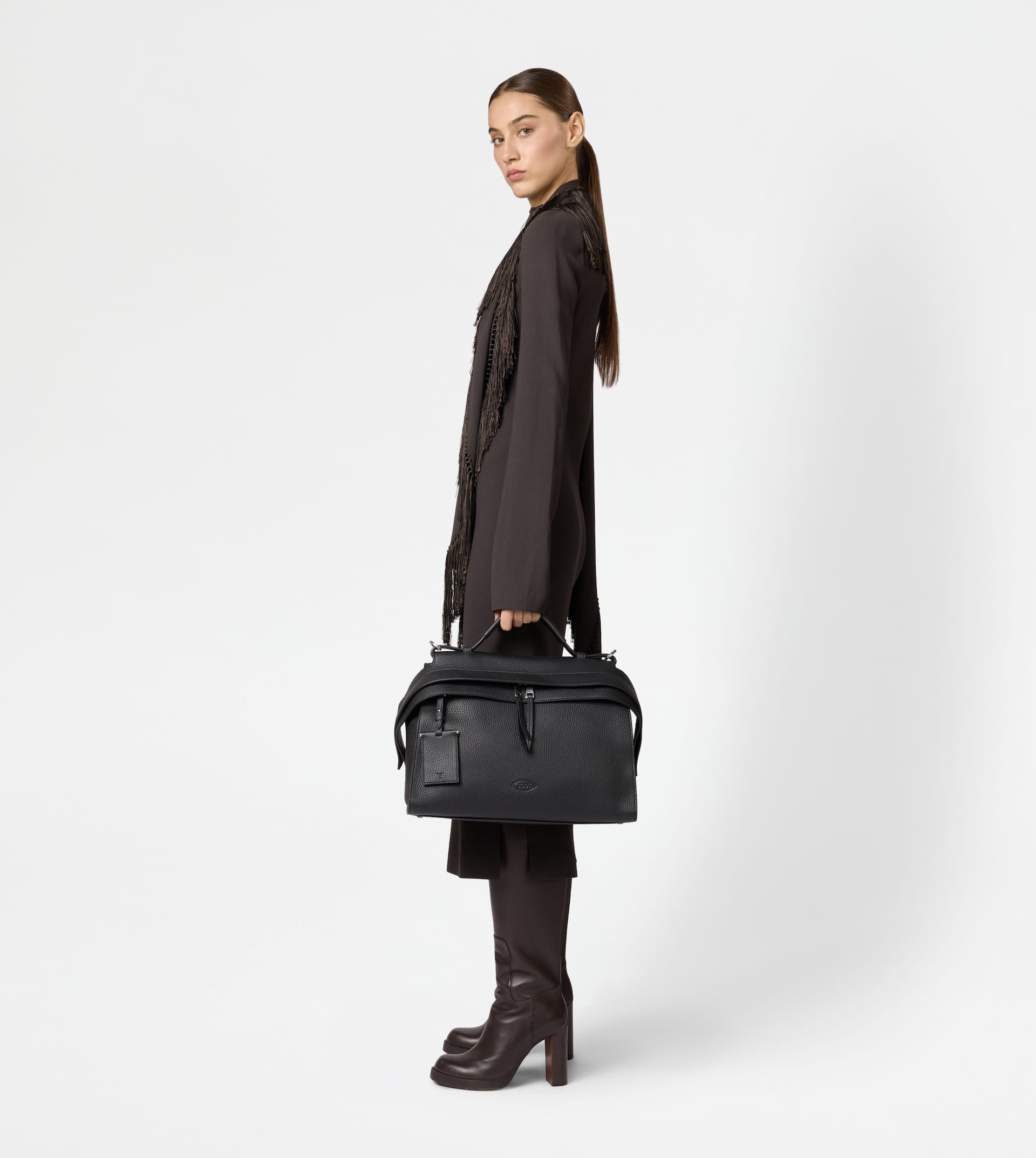 TOD'S WAVE BAG IN LEATHER LARGE - BLACK - 6