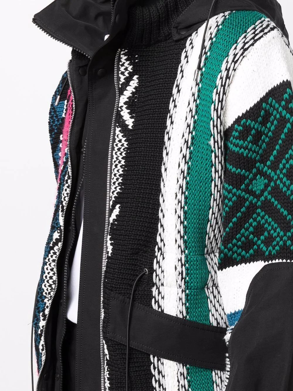 geometric-jacquard hooded jacket - 5