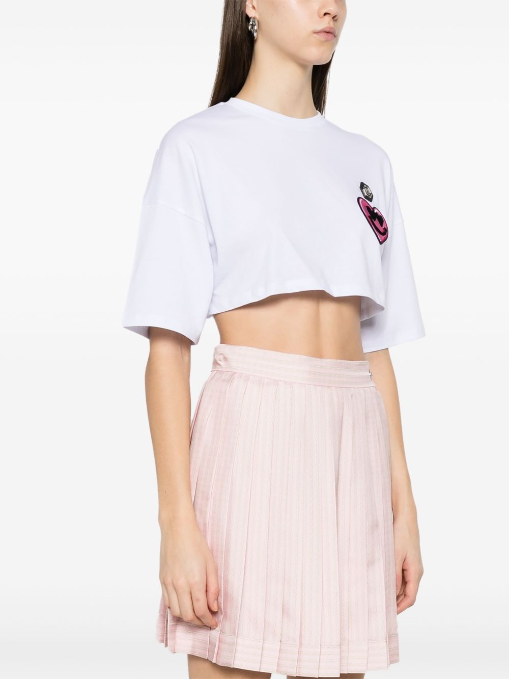 patch-detail cropped T-shirt - 3