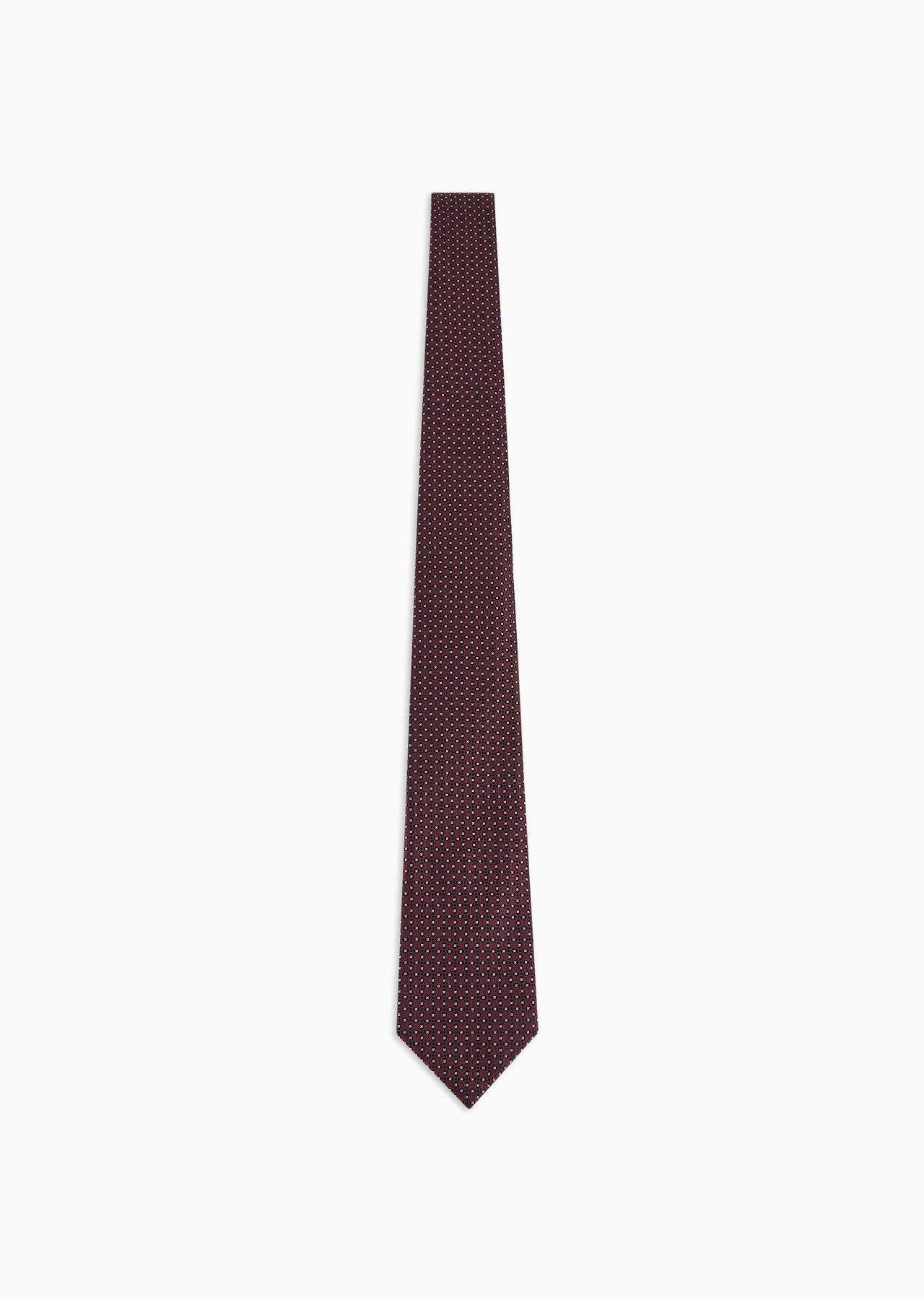 Pure silk tie with jacquard op-art micro pattern - 1