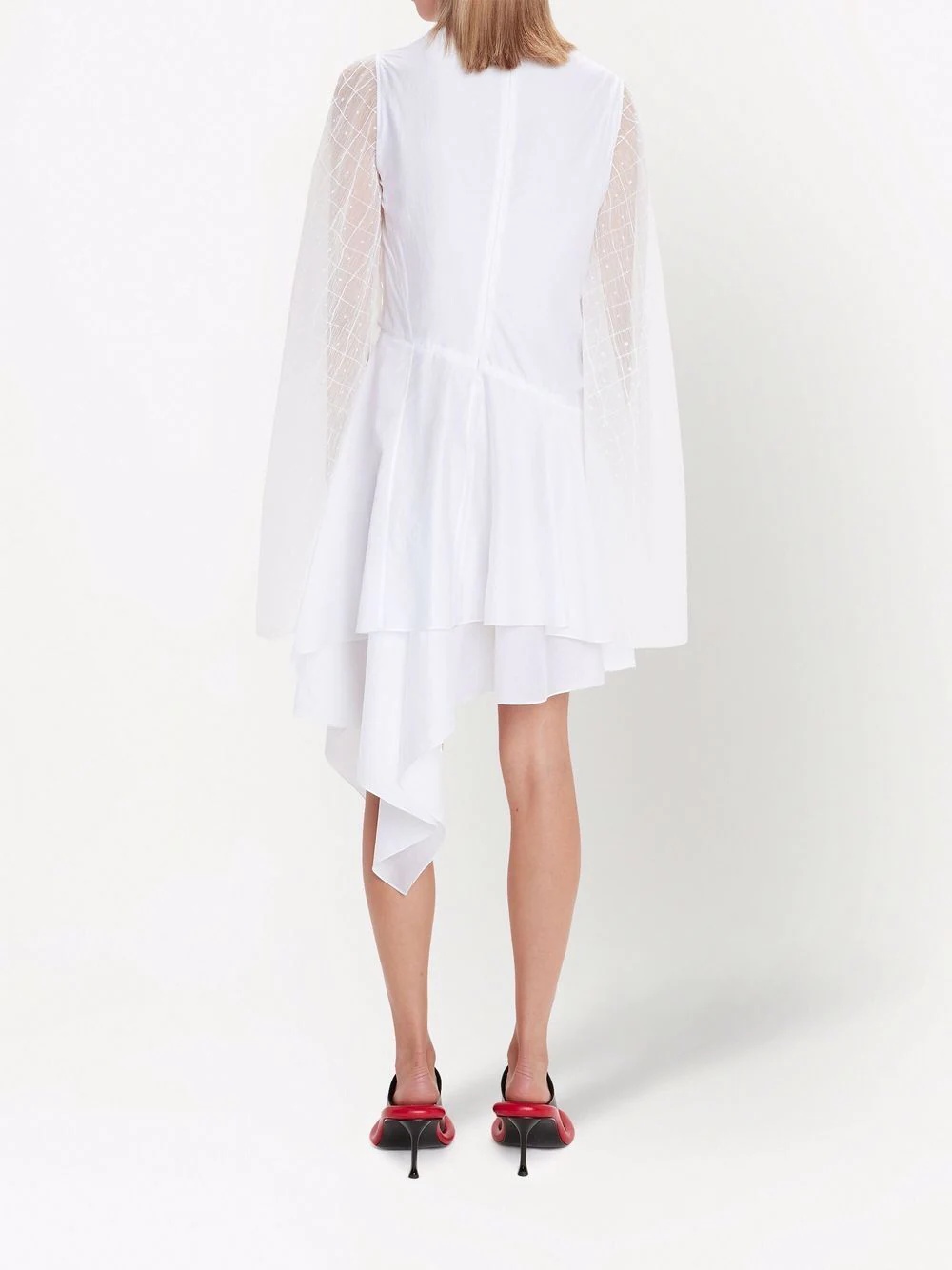 PLEATED SLEEVE MOCK NECK DRESS - 4
