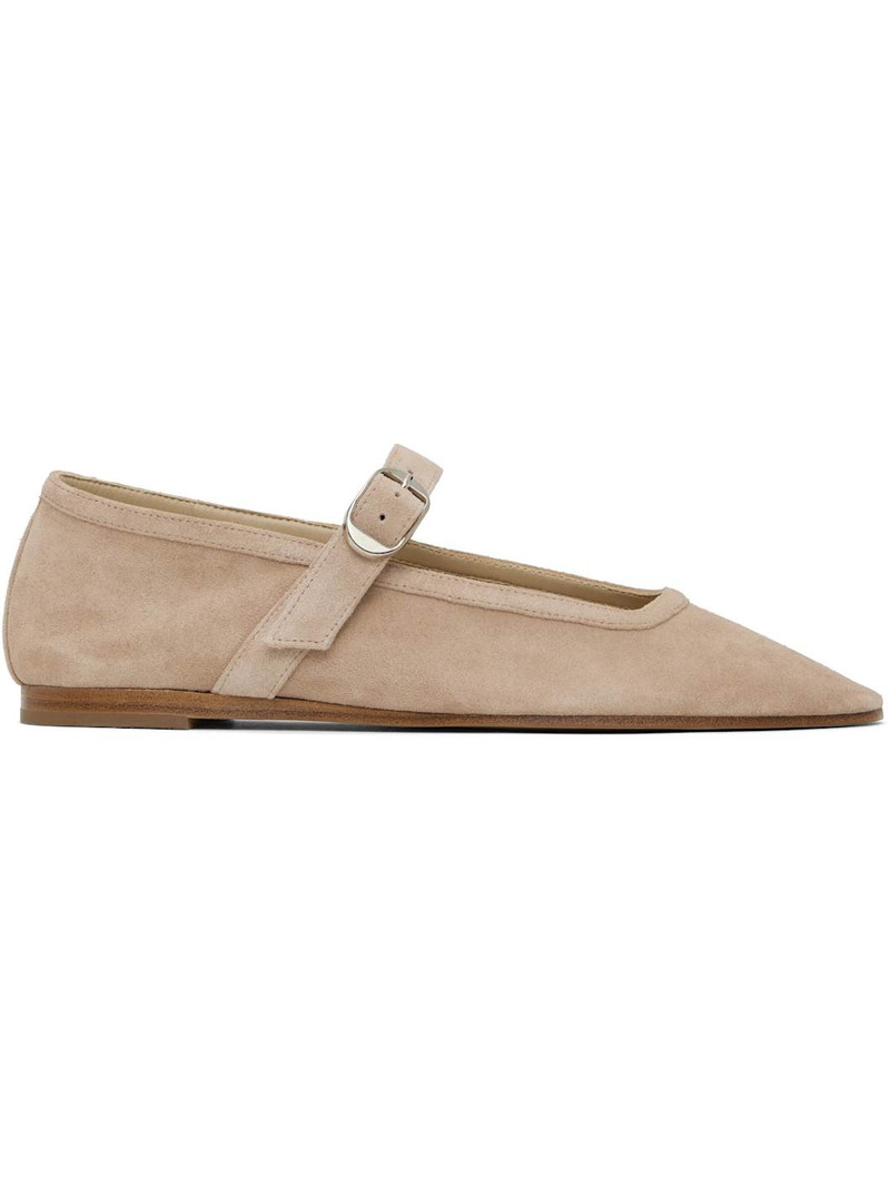 Beige Mary Jane Ballerina Flats 1