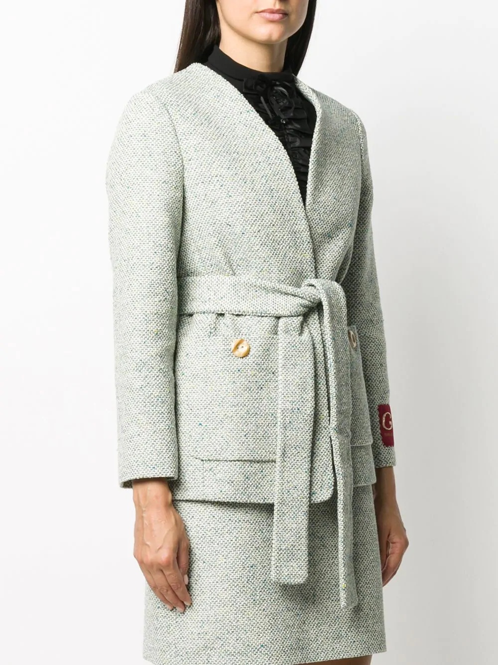 belted textured jacket - 3