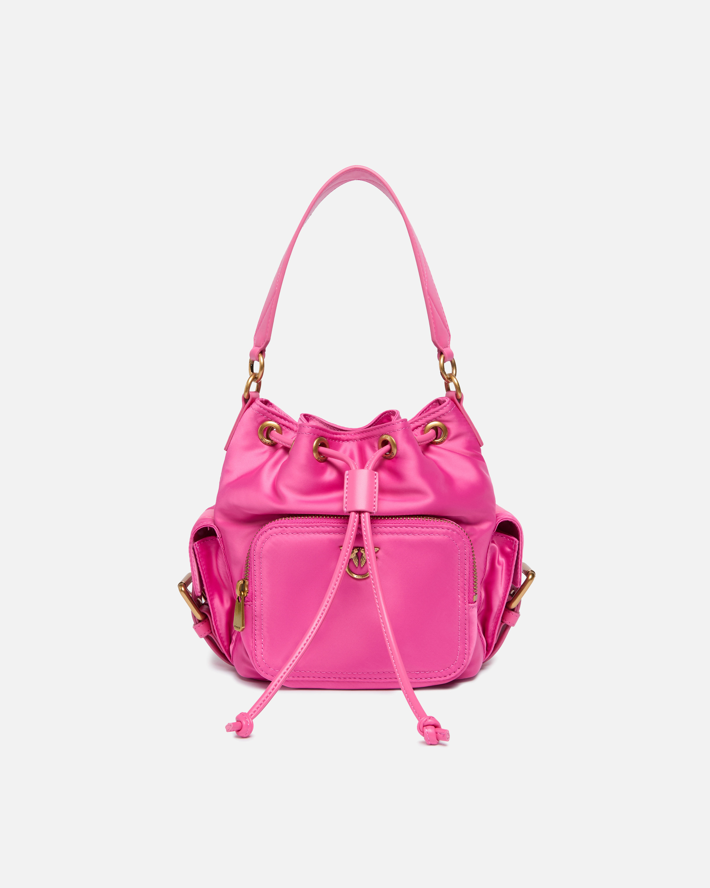 SMALL SATIN BUCKET BAG - 1